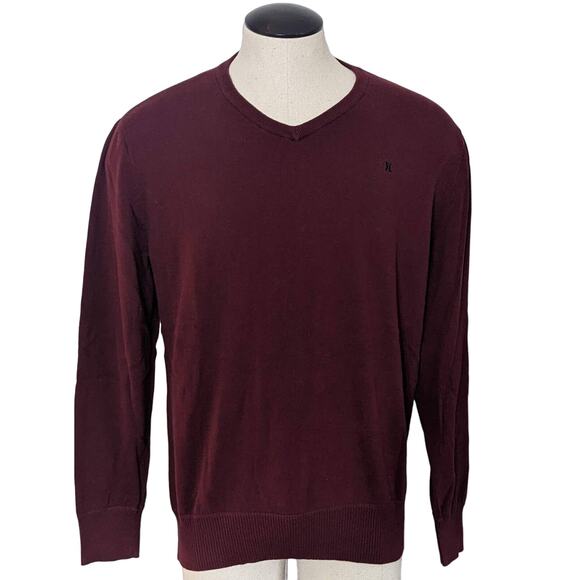 EUC Mens HURLEY L/S 100% Cotton V-Neck Maroon Sweater Size XXL - Picture 1 of 4